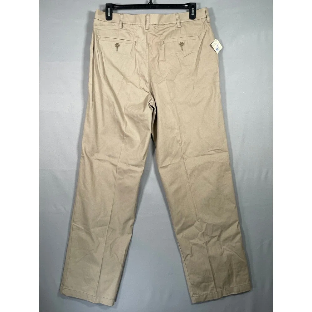 Merona Mens Ultimate Khaki Pants Tan 36x34 Nano-Tex Stain‎ Resistant Flat Front
